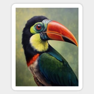 Amazing Zoo Green Aracari in Oil Paint Hyperrealism Sticker